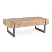 Table basse industrielle Garrett avec plateau en bois