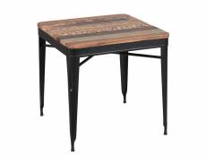 Table carrée en acier et bois coloris noir / naturel - longueur 77 x largeur 77 x hauteur 77 cm