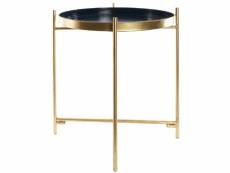 Table d'appoint ronde en métal coloris noir doré - diamètre 40 x hauteur 50 cm