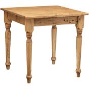 Table non extensible style rustique en bois massif finition de tilleulul et noyer