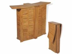 Table pliable de bar 155x53x105 cm bois de teck solide