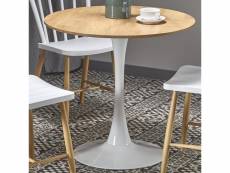 Table ronde 80cm scandinave avec pied central en métal blanc elyon 199