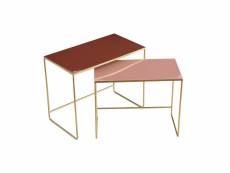 Tables basses gigognes rectangulaires design terracotta,