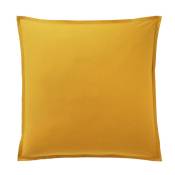 Taie d'oreiller percale de coton lavé jaune 65x65 cm