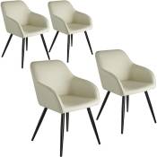 Tectake - Ensemble de 4 chaises en cuir synthétique Siège rembourré avec revêtement en tissu Dossier ergonomique - crème/noir