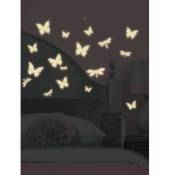 Thedecofactory - papillons & libellules - Stickers repositionnables phosphorescents - Noir