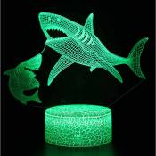 Veilleuse Requin 3D led Lampe Optique Illusion Veilleuse