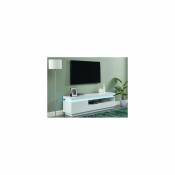 Vente-Unique Meuble TV EMERSON II - 1 porte & 2 tiroirs - MDF laqué blanc - LEDs