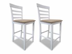 Vidaxl chaise de bar 2 pcs bois blanc et beige 241702