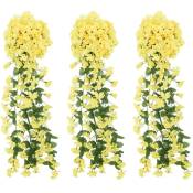 Vidaxl - Guirlandes de fleurs artificielles 3 pcs Jaune