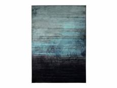 Viscose royale - tapis en viscose motifs lignes vert bleu 160x230
