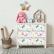 Ambiance-sticker - Sticker meuble pour enfant licornes enchantées 40 x 60 cm