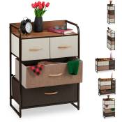 Armoires avec tiroirs, 4 à 7 compartiments, support, pliable, chambre, Commode nuit, 79 x 58 x 31,5 cm brun - Relaxdays