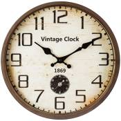 Atmosphera - Horloge vintage marron D30cm créateur d'intérieur - Marron