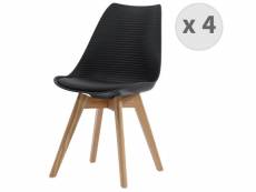 Bessy - chaise scandinave noir pieds chêne (x4)