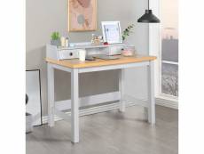 Bureau moderne bois et blanc avec tiroirs et rangement avec strcture en bois 108*55*88cm