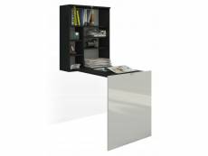 Bureau pliable hida table murale pliante pour ordinateur bureau ménager noir mat/blanc brillant