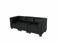 Canapé 3 places lounge/salon lyon, modulable, simili-cuir, noir