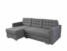 Canapé d'angle avec fonction de couchage, universel, pieds en bois argenté, coutures décoratives - tisan (malmo 90)