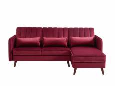 Canapé d'angle idaho en velours rouge bordeaux fixe