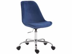 Chaise de bureau sur roulettes en tissu velours bleu