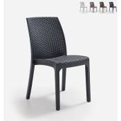 Chaise en polyrotin empilable pour bar jardin intérieur extérieur Virginia Bica Couleur: Noir