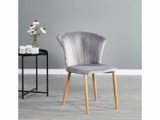 Chaise en velours vintage grise elsa - salle à manger, salon, coiffeuse ou bureau
