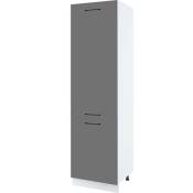 Colonne de cuisine pour réfrigérateur encastrable Lovia Gris Mat 3 portes l 60 cm Type de façade: Porte avec poignée apparente