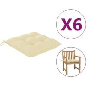 Coussins de chaise 6 pcs Blanc crème 50x50x7 cm Tissu