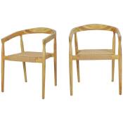 Drawer - Lot de 2 fauteuils de table en teck et corde tressé - Buri - Couleur - Bois clair