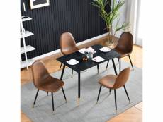 Ensemble table avec 4 chaises rétro vintage ensembles pour cuisine noir + marron