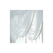 Fortuneville - Rideaux de cantonnière en cascade pour fenêtres, rideau de cantonnière en perles de soie blanche argentée de luxe avec queues