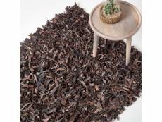 Homescapes tapis shaggy cuir dallas chocolat 150 x