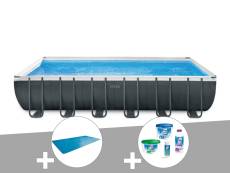 Kit piscine tubulaire Intex Ultra XTR Frame rectangulaire 7,32 x 3,66 x 1,32 m + Bâche à bulles + Kit de traitement au chlore