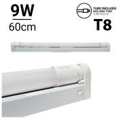 Kit réglette + tube LED T8 60cm 9W 6500K - Blanc Froid