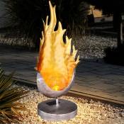 Lampe sur pied de table solaire à led design de flamme boule de verre craquelée luminaire jardin éclairage extérieur