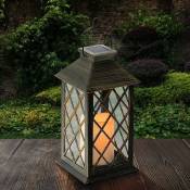 Lanterne Solaire,LED Lampe solaire extérieure,avec Bougie LED Flamme Fire Effet ,Sans fil portable rechargeable pour Garden Patio Courtyard Outdoor