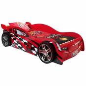 Lit voiture de course 90x200 cm bois rouge Spider -