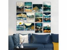 Lot de 12 tableaux aranea l20xh15cm motif paysages abstraits multicolore