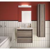 Meuble de salle de bain suspendu 60 cm Nevada en bois Chêne eternity avec lavabo en porcelaine 60 cm - Standard