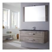 Meuble salle de bain - 80 cm - Plan vasque noir - Effet