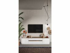 Meuble tv fantasy blanc laqué-chêne mercure 205 cm Azura-44806