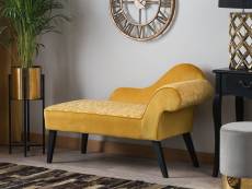 Mini chaise longue en velours jaune côté droit biarritz