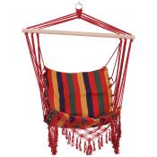 Outsunny Chaise Suspendue Hamac de Voyage Respirant Portable Coton Polyester 100 x 60 x 100 cm Multicolore