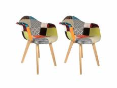 Patchwork - lot de 2 fauteuils scandinaves multicolore