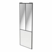 Porte de placard coulissante atelier vitrée blanc avec cadre noir GoodHome Arius H. 248 5 x L. 91.2 cm
