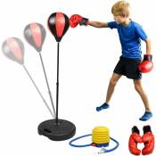 Punching Ball Set de Boxe avec Gants de Boxe Pompe pour Enfants Jeunes Hauteur Réglable de 80 à 110 cm -