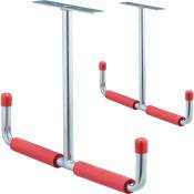 Relaxdays - Porte-outils en lot de 2, charge max. : env. 25 kg, acier, rembourrage en mousse, HL 30 x 42 cm, argenté/rouge