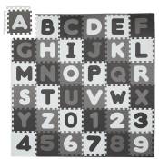 Relaxdays - Tapis éducatif avec alphabet et chiffres, 60 parties, pour enfant, LxP : 172 x 172 cm, mousse, blanc/gris