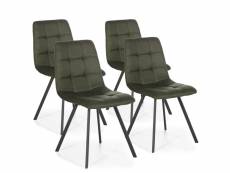 Set de 4 chaises salle à manger mila tapissées vert, 58 cm x 45 cm x 90 cm I9095